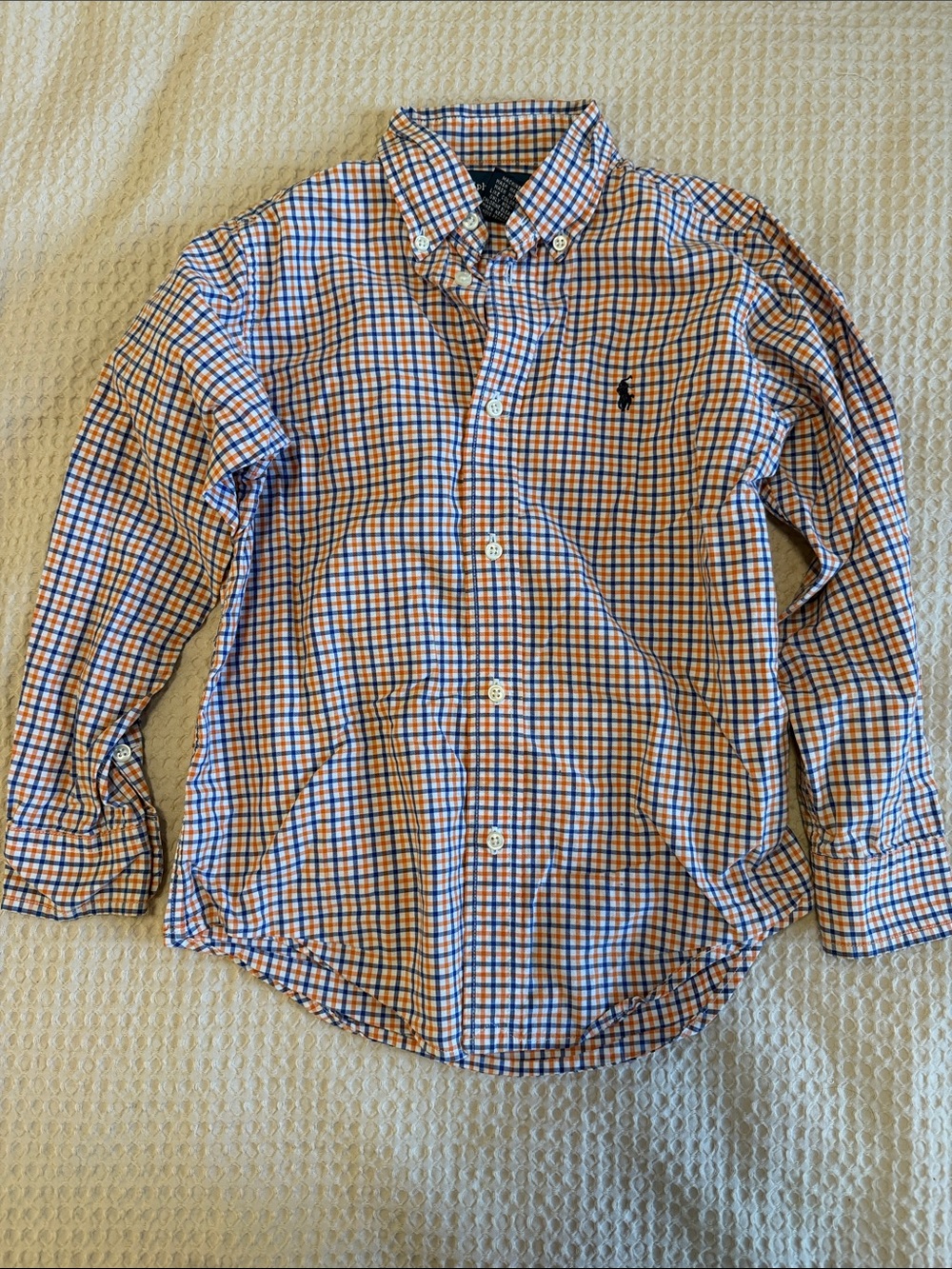 Ralph Lauren Orange & Blue Checked Button-Down Shirt